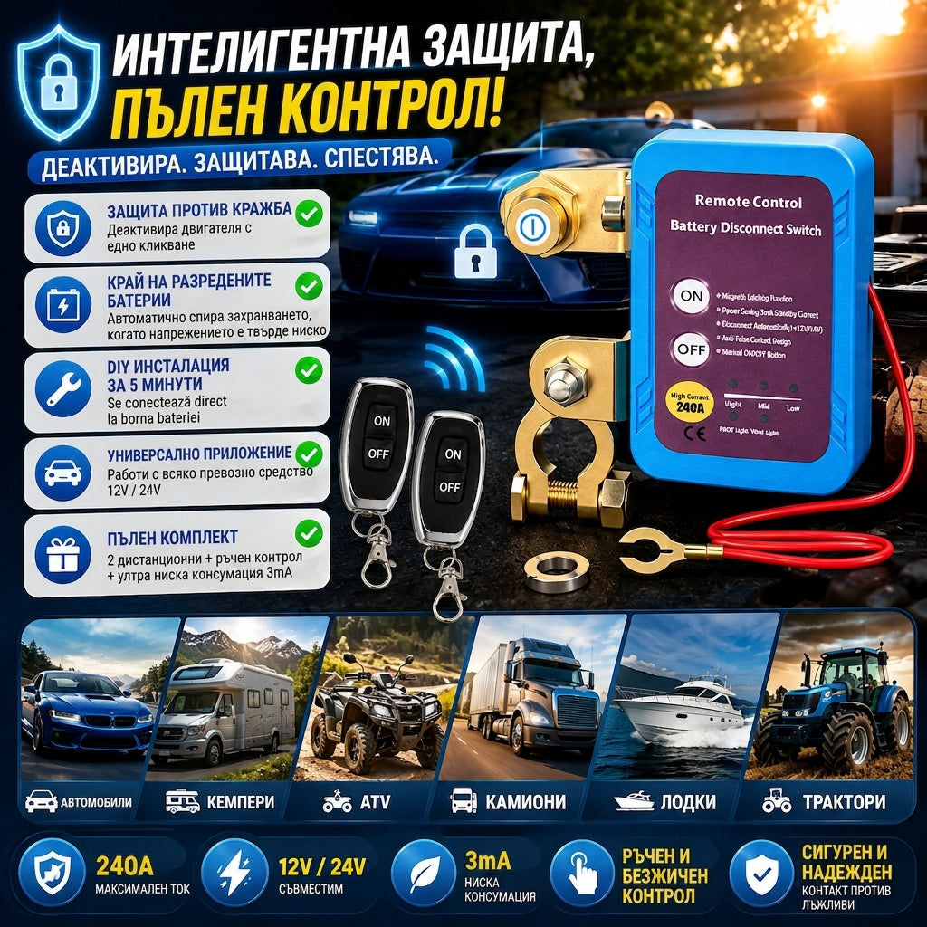 Безжичен Прекъсвач За Автомобилен Акумулатор SafeStart™