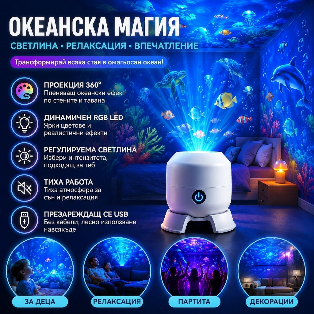Въртящ Се Океански Проектор AquaVis™