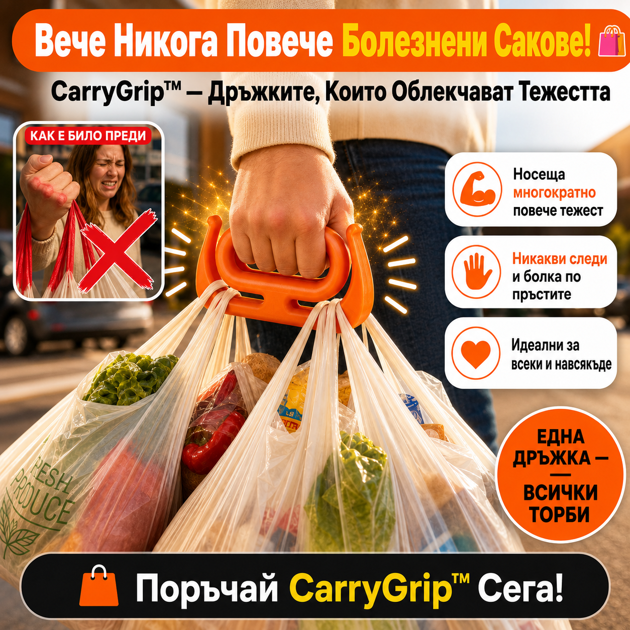 Дръжка За Носене На Торби CarryGrip™