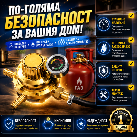 Газов Регулатор С Манометър GasSafe™