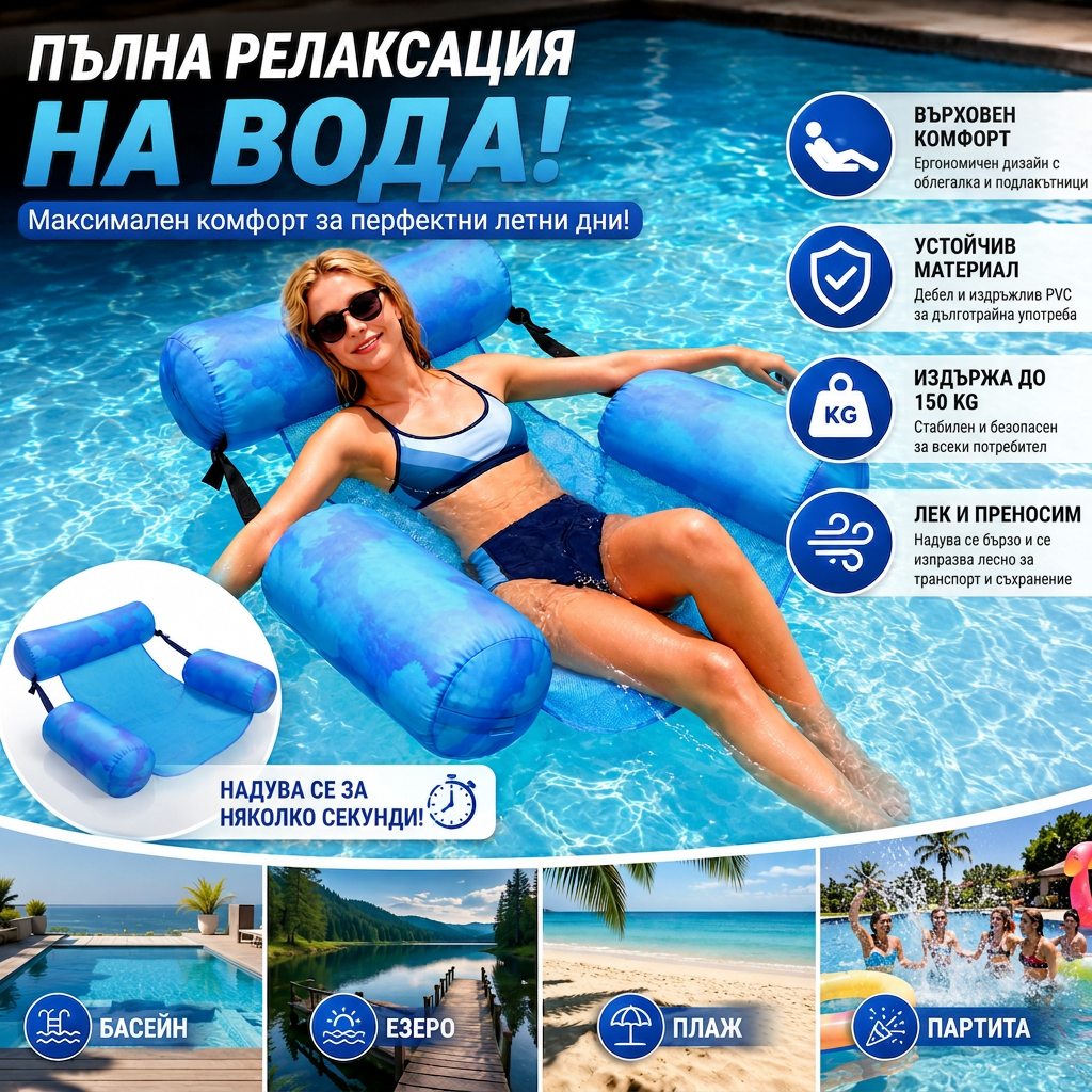 AquaRelax™ – Надуваем Воден Шезлонг