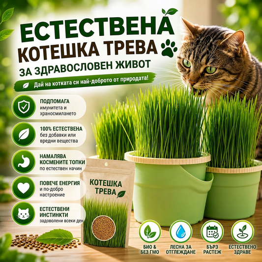 Естествена Трева За Котки CatGrass™